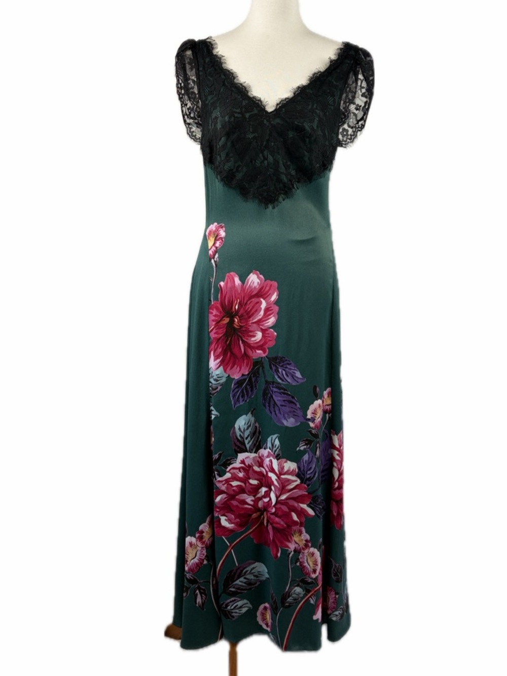 By Anthropologie Lace-Bodice Floral Slip Dress Sz  6 Romantic Boho Chic Wedding